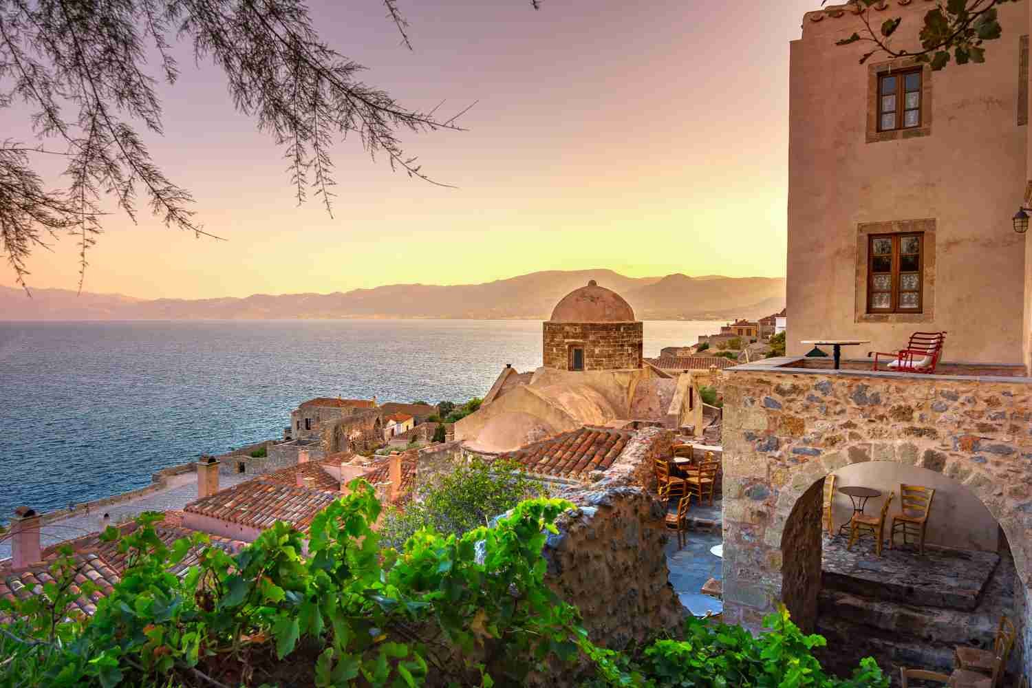Monemvasia sunset view