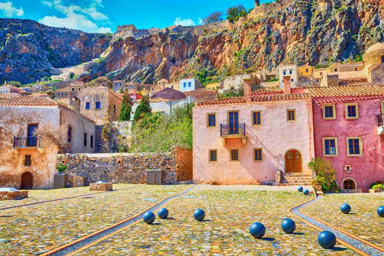 Monemvasia houses in Peloponnese