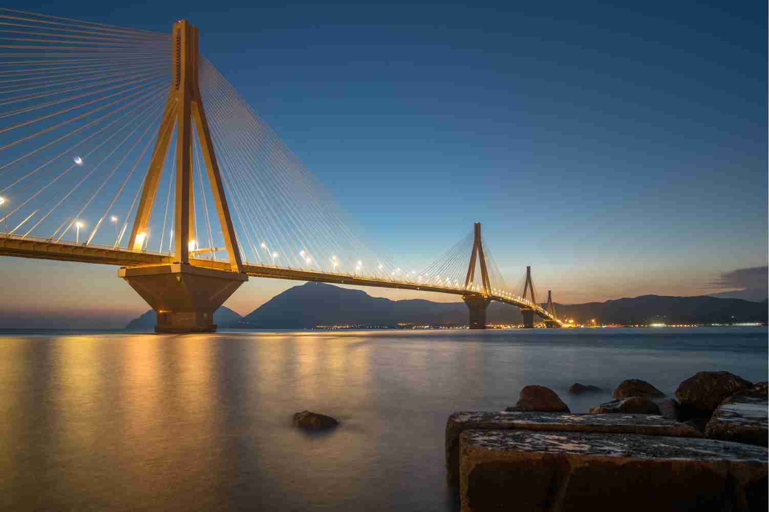 Rio brige evening Peloponnese