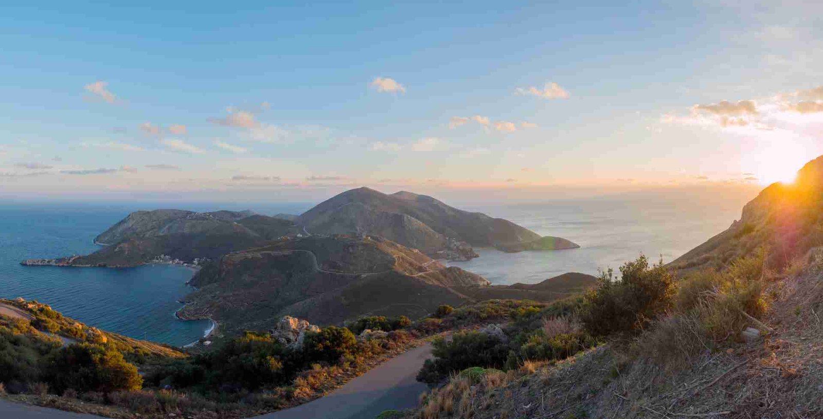 A winding road above the coast in Mani, Peloponnese