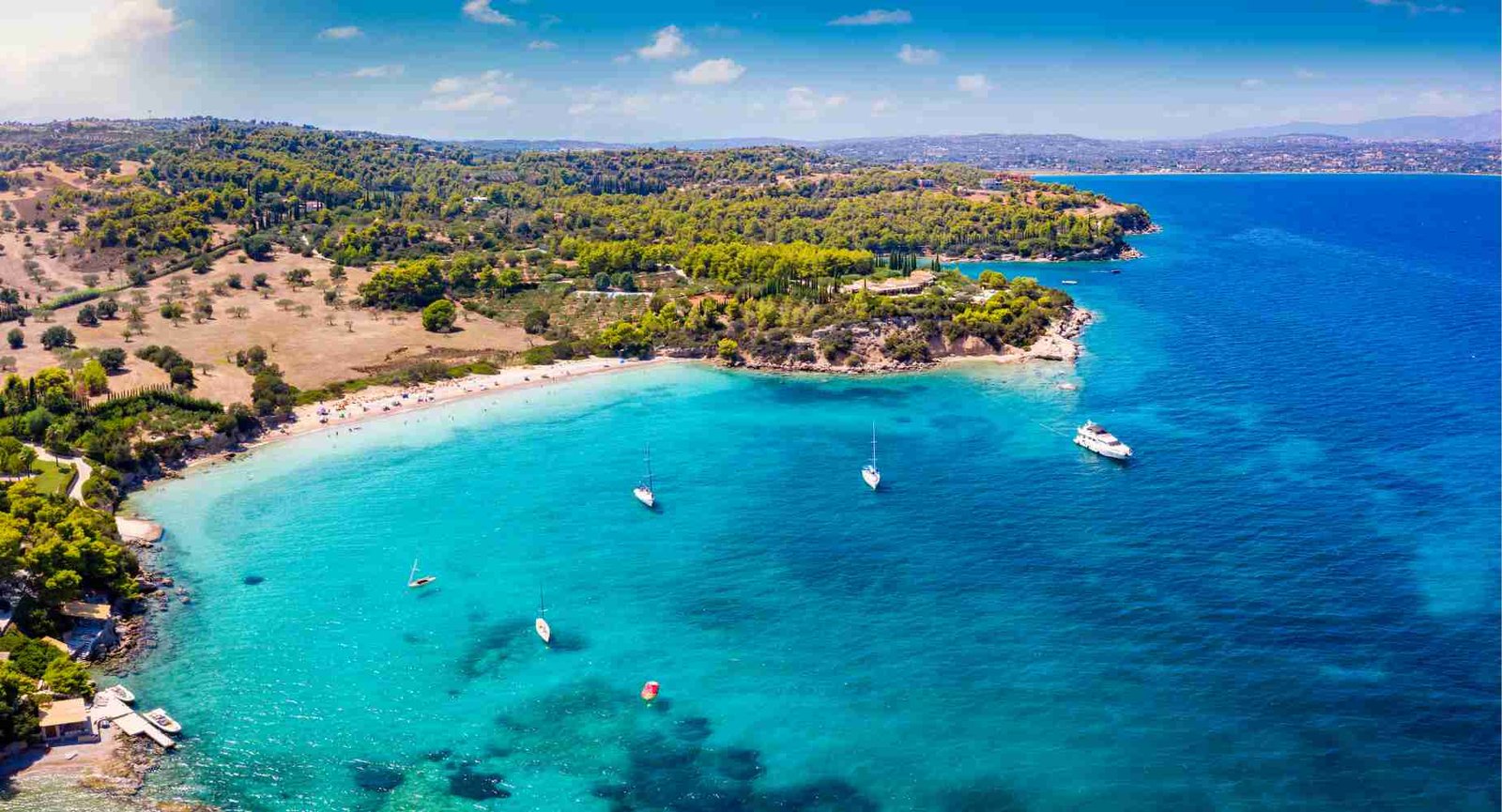 Kounoupi beach aerial Porto Cheli Peloponnese