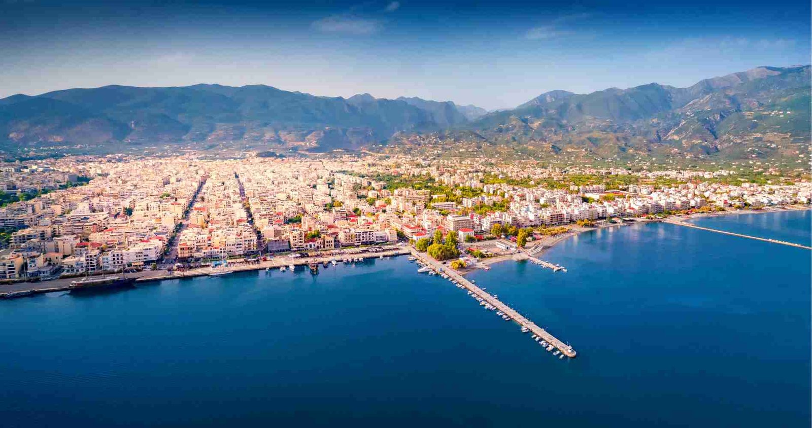 Kalamata port aerial view Peloponnese