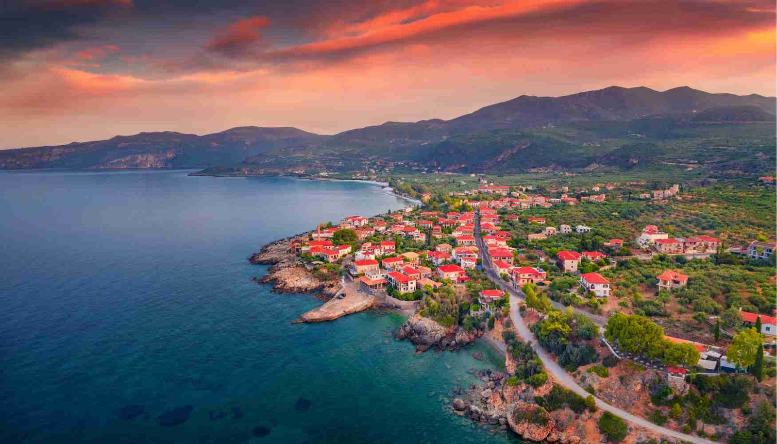 Kardamyli port aerial Peloponnese