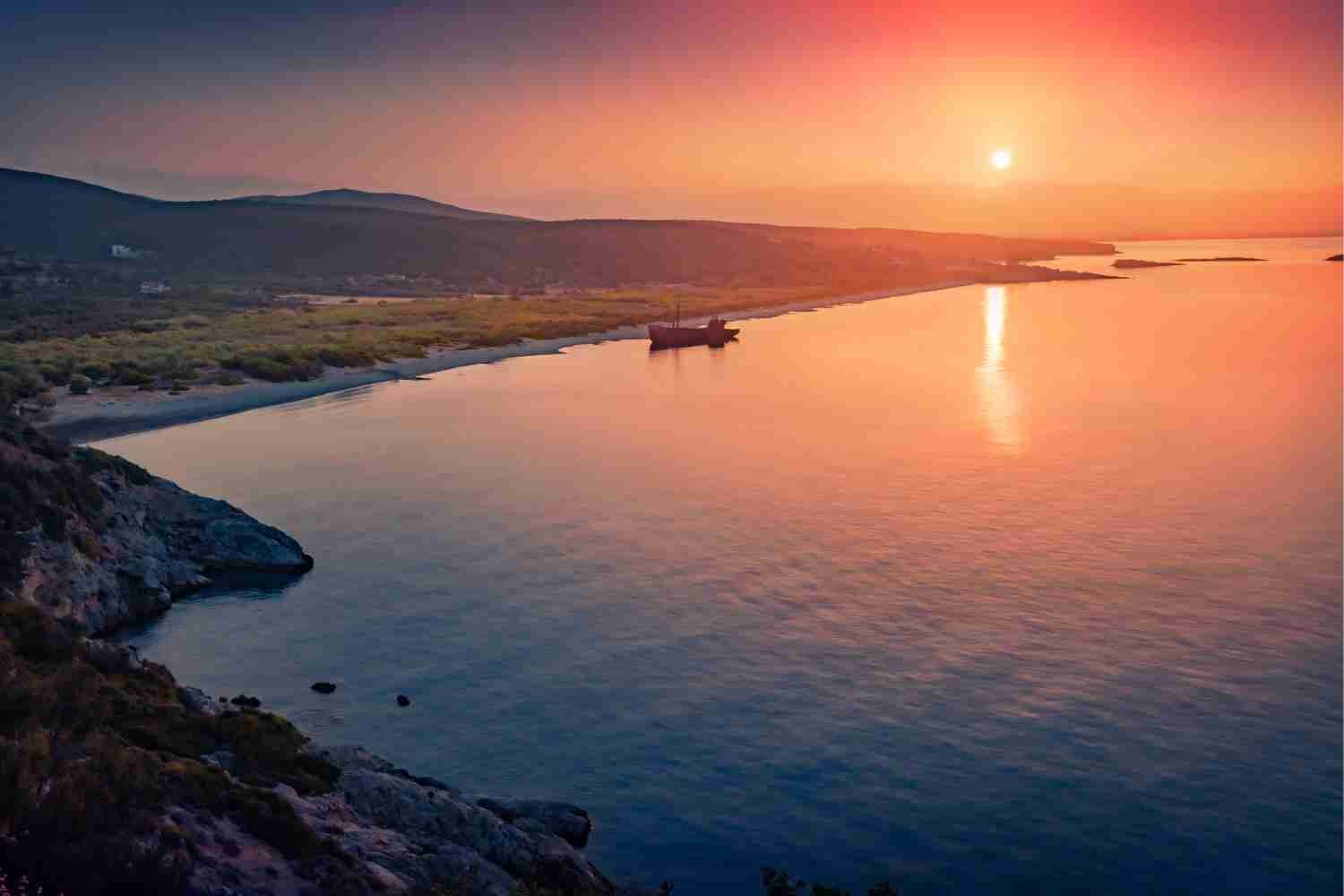 Valtaki Beach Aerial Dimitrios Shipreck Peloponnese